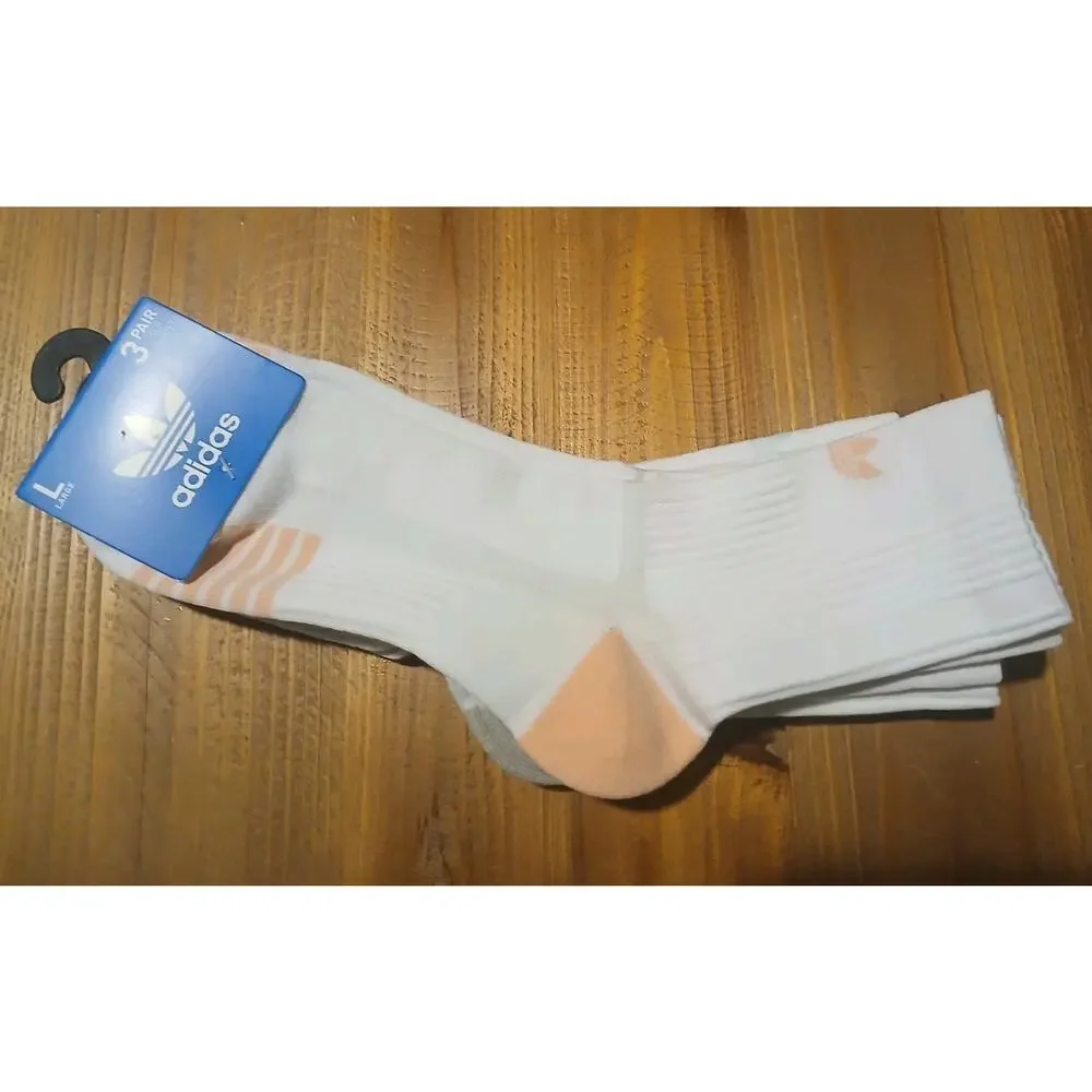 3-Pair Adidas High Quarter Moisture Wicking Socks Sz 10-13 Aqua/Gray/Orange